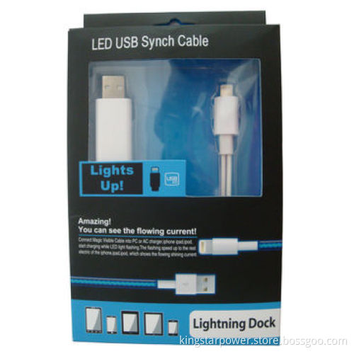 USB data cable for iPad mini 4, iPhone 5 5s 5c, 8-pin visible LED, iOS7.1